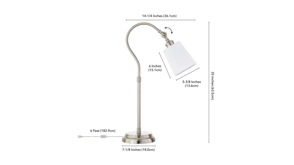 Rosalinda Arc Table Lamp Dimensions