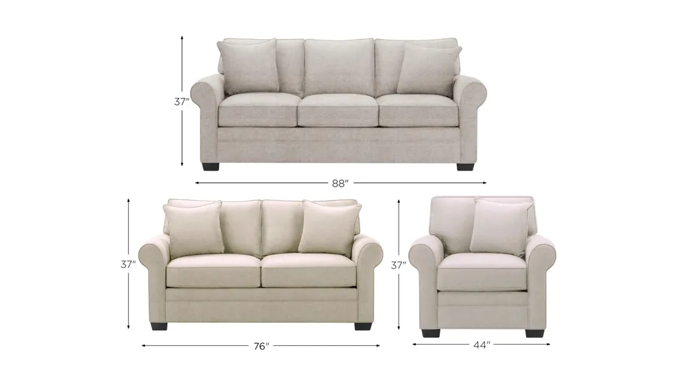 Wellsley Living Room Set Dimensions