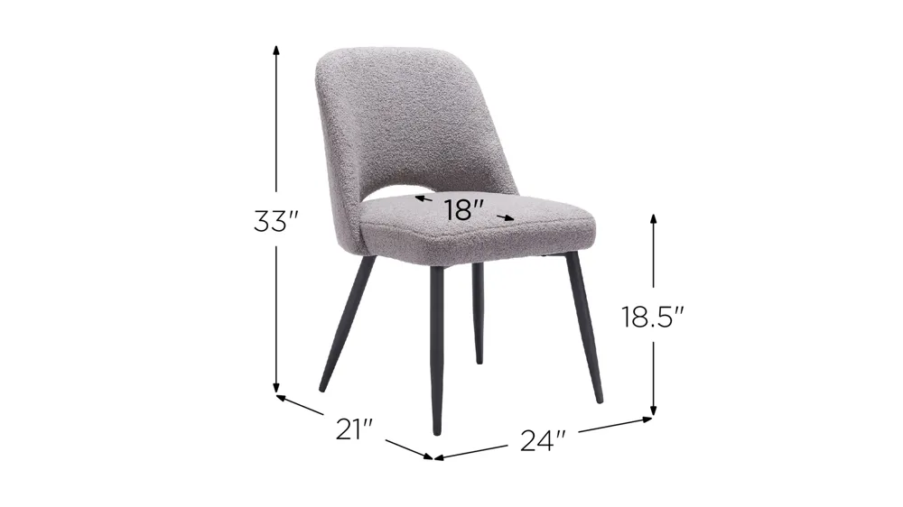 Teddy Dining Chair - Set of 2 Dimensions
