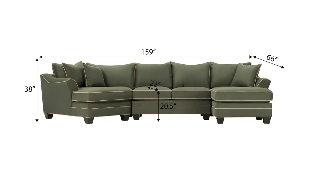 Foresthill 3-pc. Right Hand Facing Sectional Sofa Dimensions