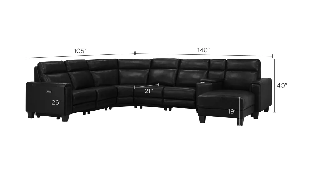 Ace 7-pc. Power Sectional Dimensions