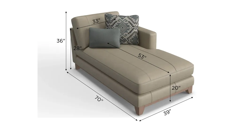Ryland Right Arm Facing Chaise Dimensions