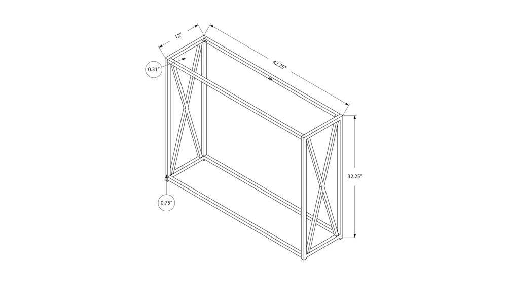 Monarch Specialties Slim Accent Table Dimensions