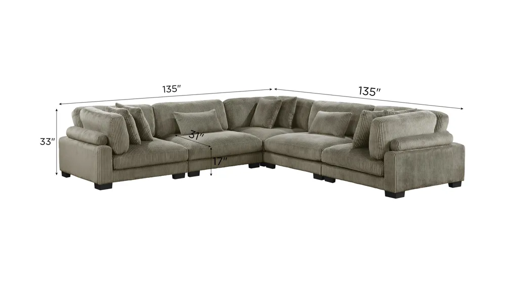 Maverick 5-pc. Sectional Dimensions