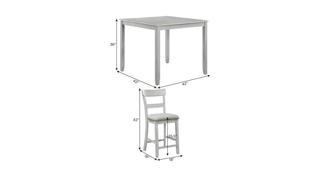 Henderson 5-pc. Counter Height Dining Set Dimensions