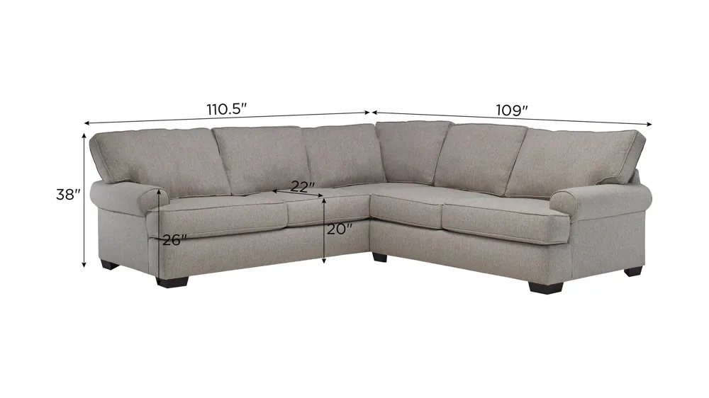 Suzanne 2-pc. Sectional Dimensions