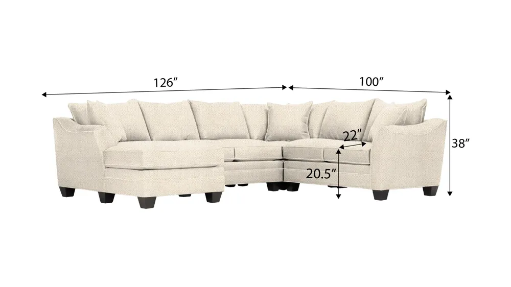 Foresthill 4-pc. Left Hand Chaise Sectional Sofa Dimensions