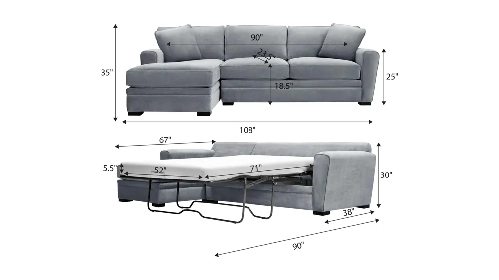 Artemis II 2-pc. Sectional w/ Full Sleeper Dimensions