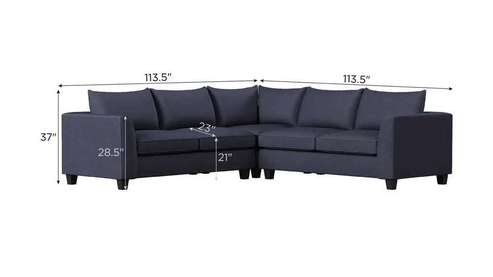 Daine 3-pc. Sectional Sofa Dimensions