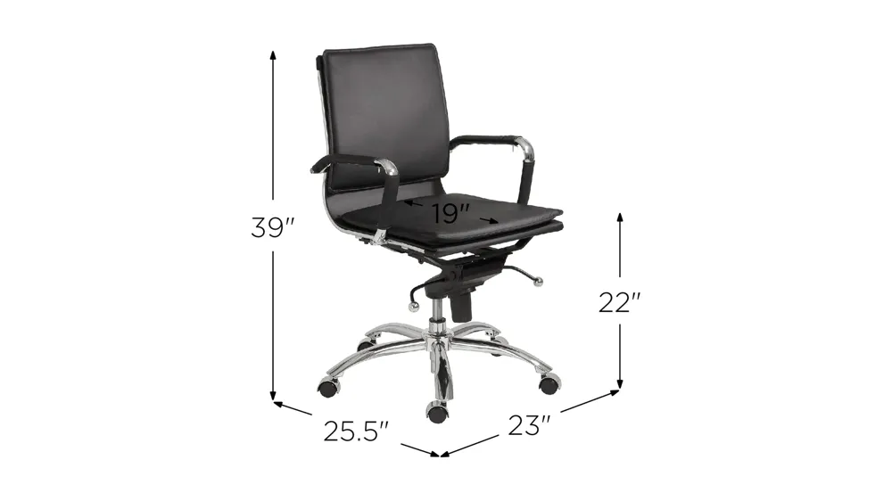 Gunar Low Back Office Chair Dimensions