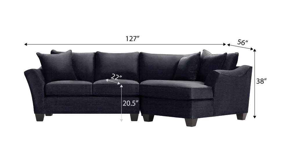 Foresthill 2-pc. Right Hand Cuddler Sectional Sofa Dimensions