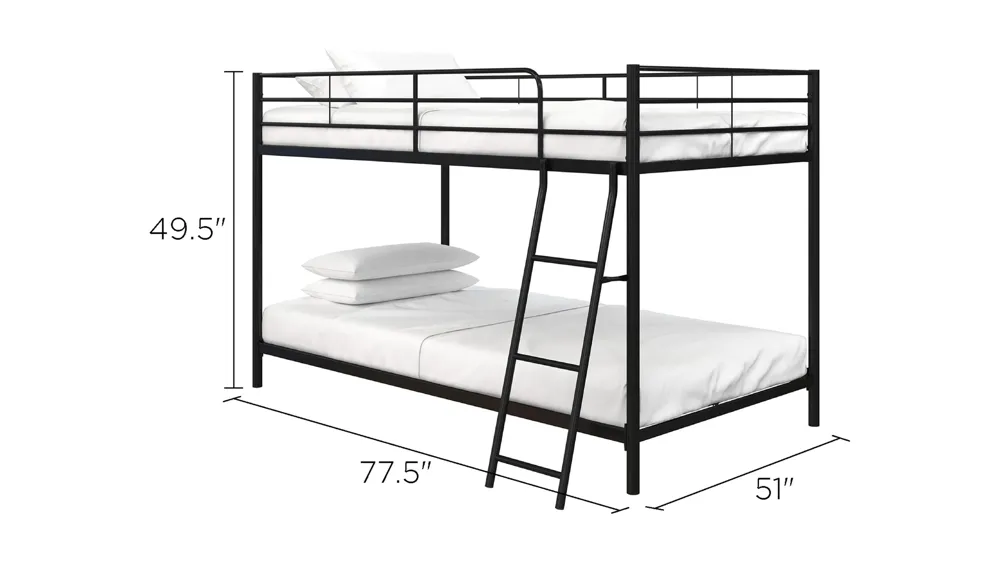 Atwater Living Bethia Twin over Twin Bunk Bed with Storage Bins Dimensions