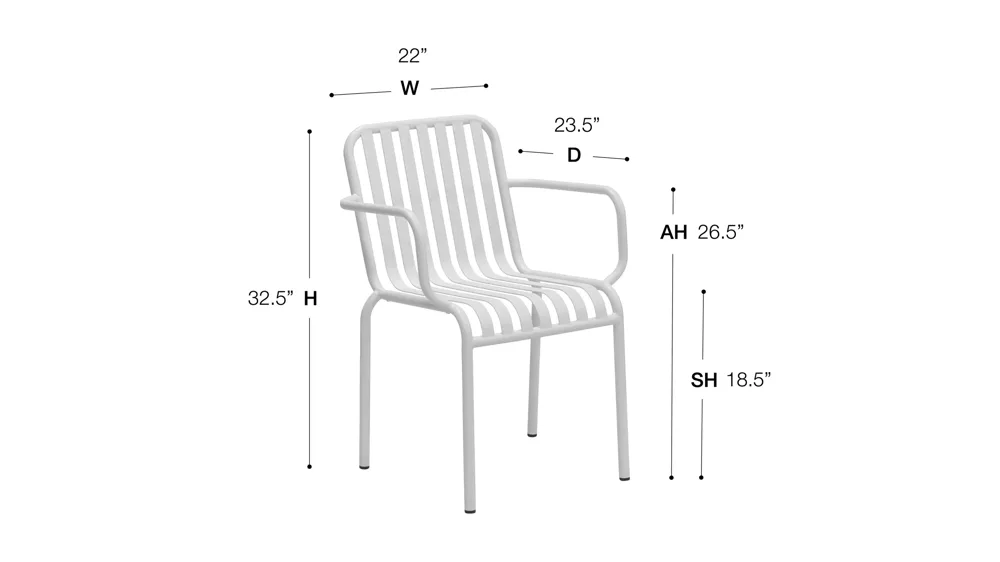 Enid Outdoor Armchair - Set of 2 Dimensions