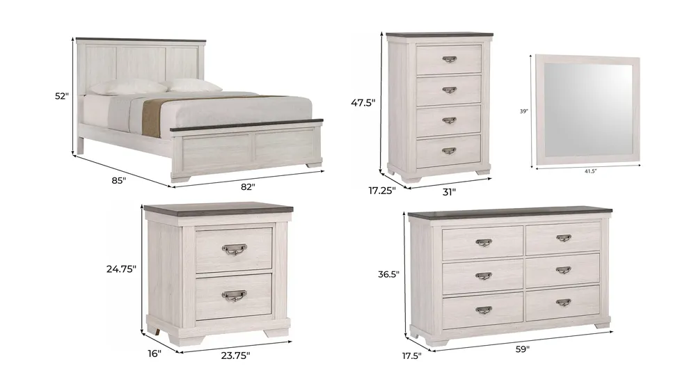 Leighton Bedroom Set Dimensions