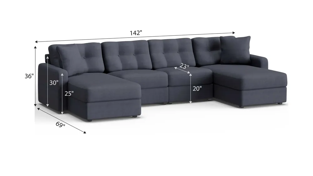 ModularOne 4-pc. Sectional Dimensions