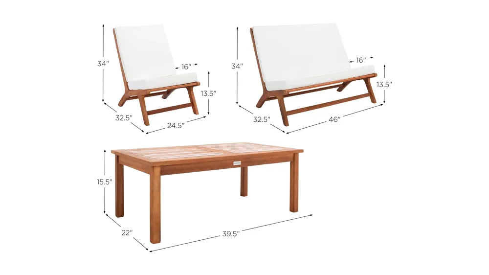 Bishop 4-pc. Patio Set Dimensions