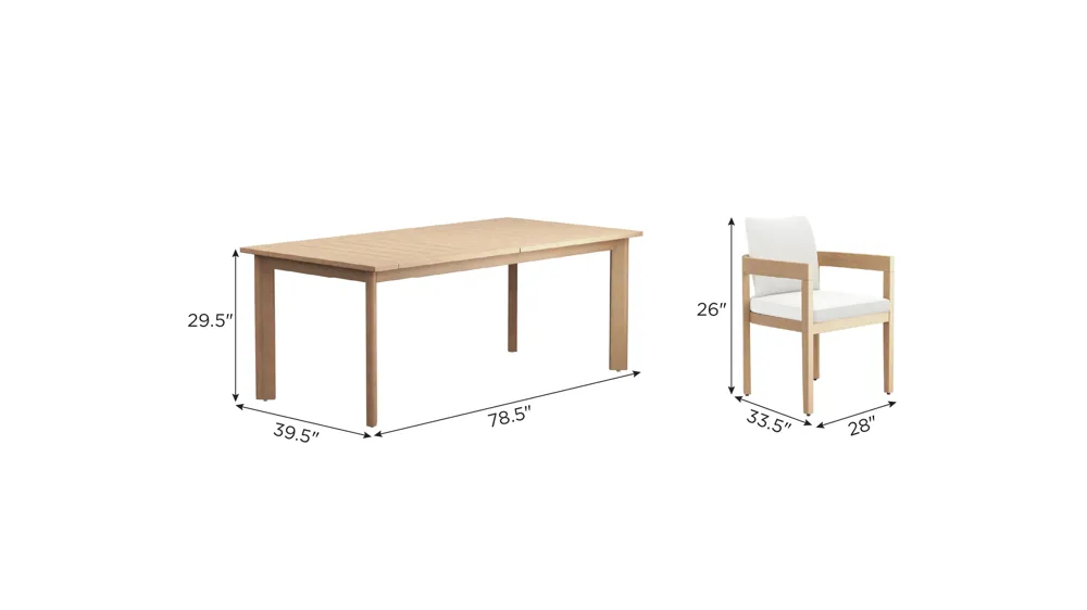 Wesley 7-pc. Outdoor Patio Dining Set Dimensions