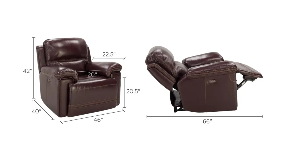 Harding Power Recliner w/Power Headrest Dimensions