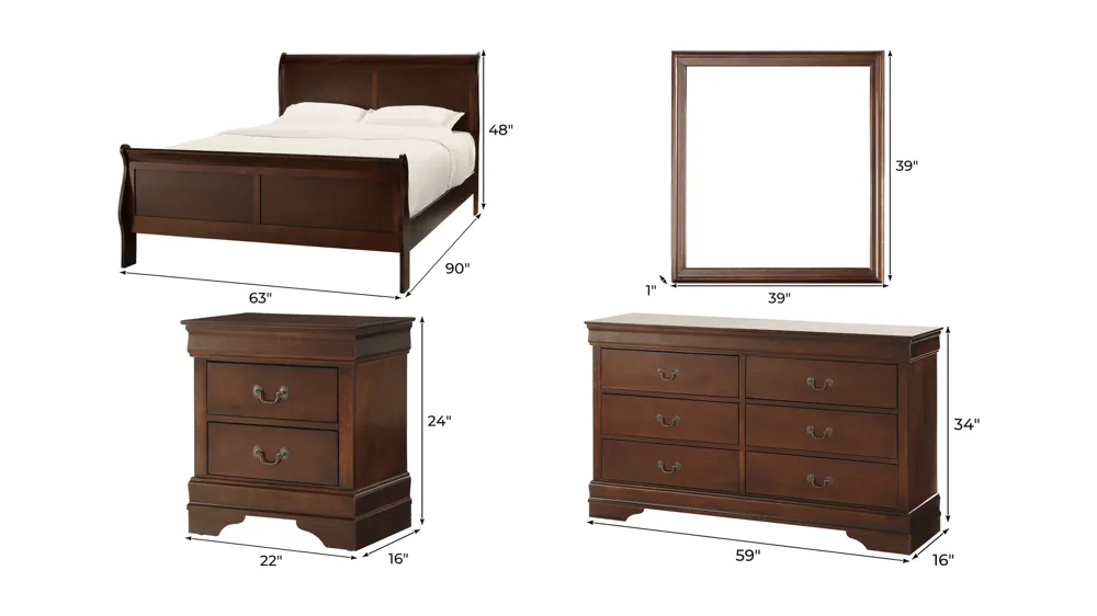 Edina 4-pc. Bedroom Set Dimensions