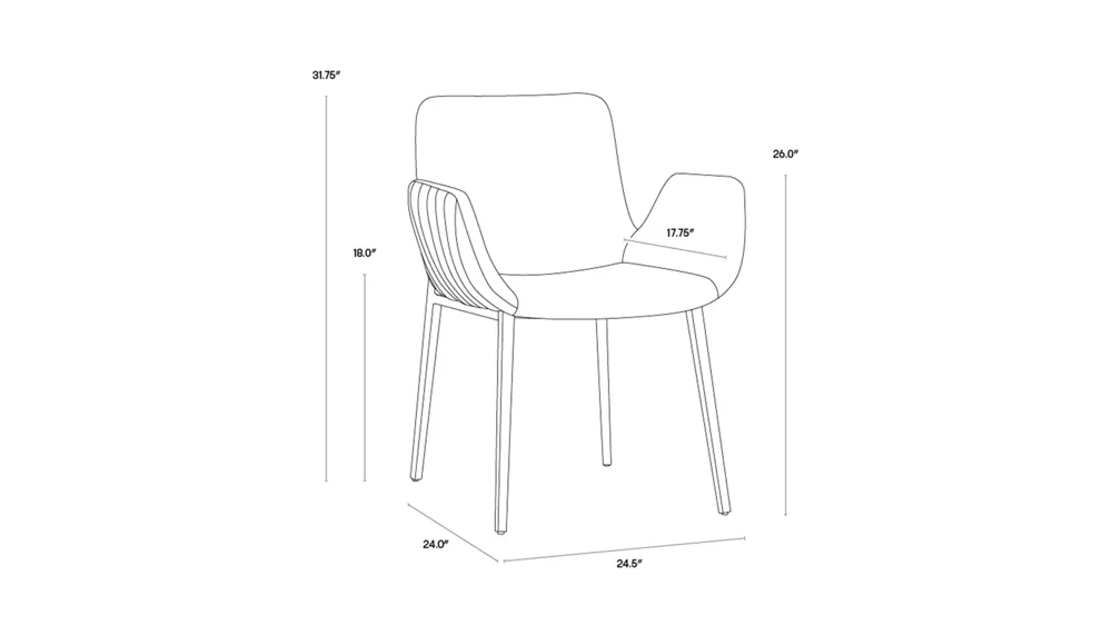 Lucano Dining Armchair Dimensions