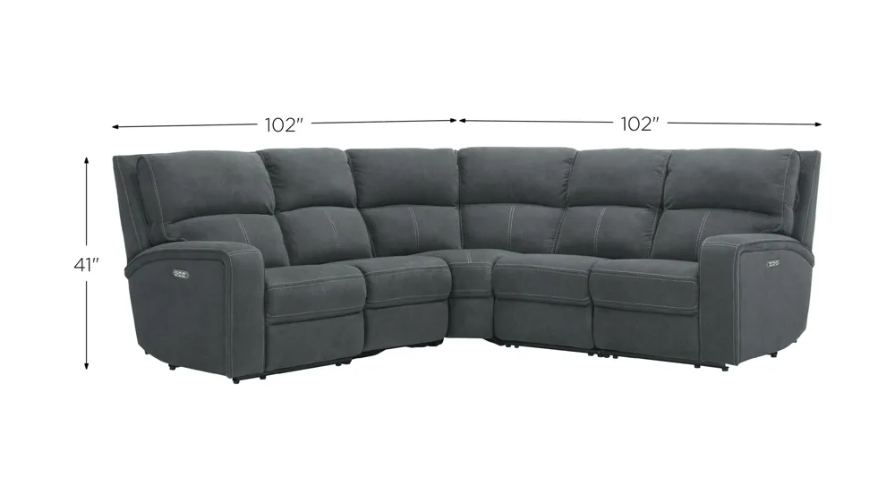 Ian 5-pc. Power Sectional w/ Power Headrest & Lumbar Dimensions