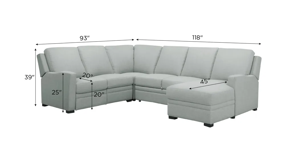 Poppy 4-pc. Power Sectional w/ Pop-Up Sleeper Dimensions