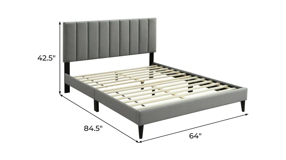 Millie Upholstered Bed w/ USB Dimensions