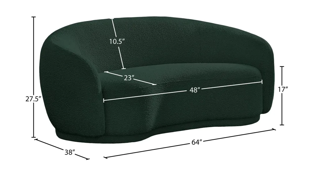 Hyde Boucle Fabric Loveseat Dimensions