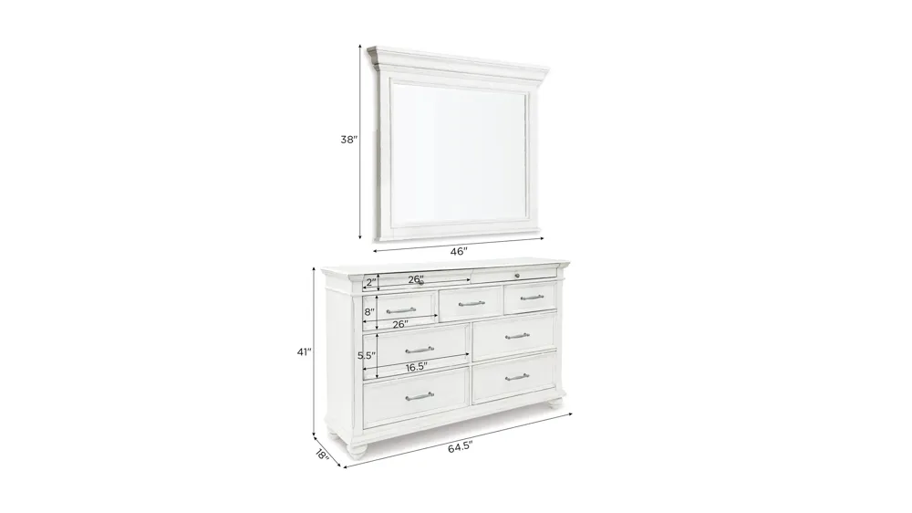 Kanwyn Dresser and Mirror Set Dimensions