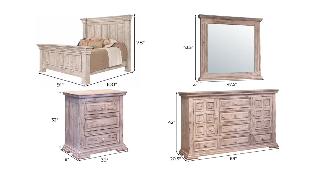 Terra 4-pc. Panel Bedroom Set Dimensions