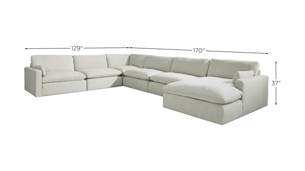 Sophie 6-Piece Sectional with Chaise Dimensions