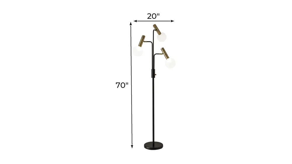 Sinclair LED 3-Arm Floor Lamp Dimensions