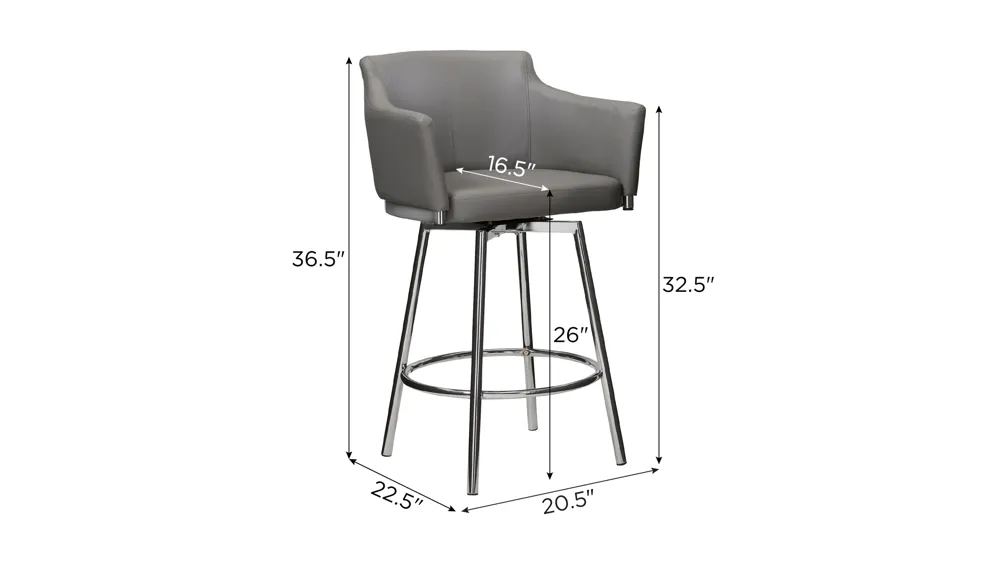 Avril Memory Swivel Counter-Height Stool Dimensions