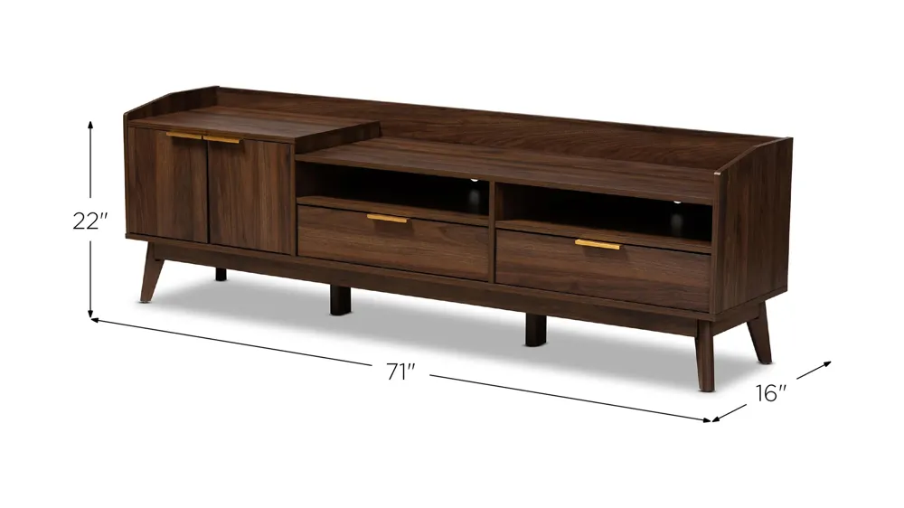 Lena 2-Drawer Wood TV Stand Dimensions