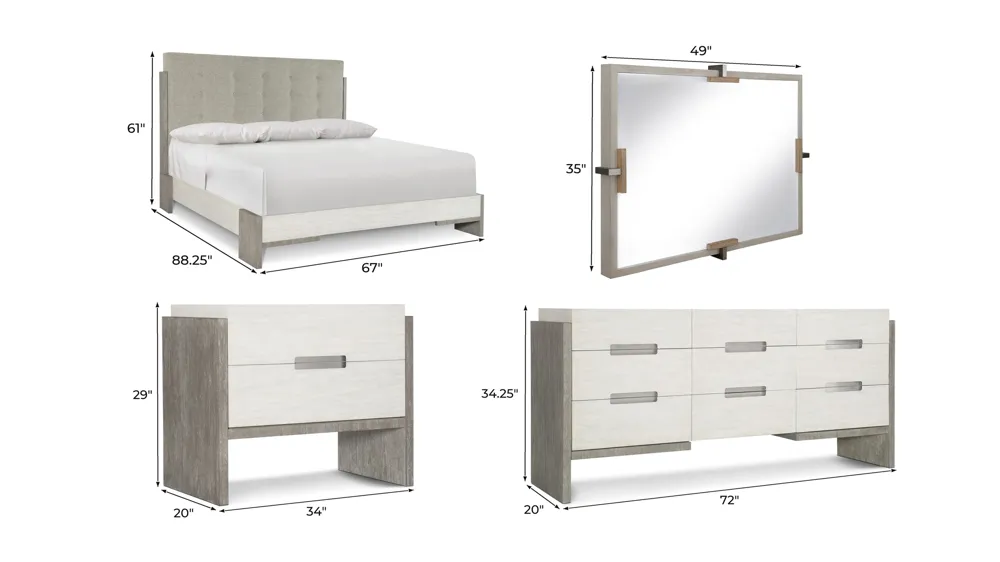 Sterling 4-pc. Bedroom Set Dimensions
