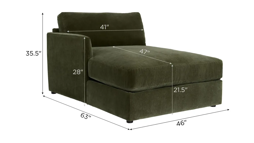 Everest Left Arm Facing Chaise Dimensions