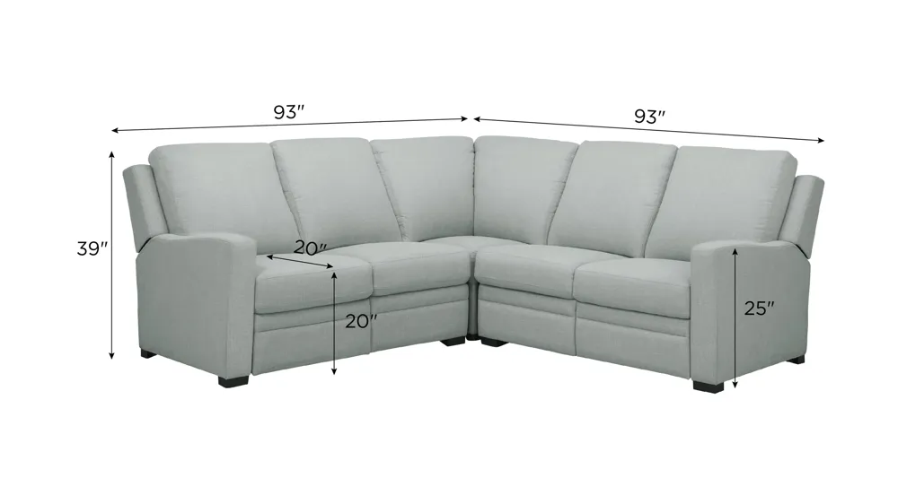 Poppy 3-pc. Power Sectional Dimensions