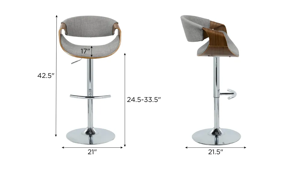 Curvo Adjustable Barstool - Set of 2 Dimensions