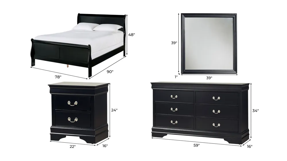 Edina 4-pc. Bedroom Set Dimensions