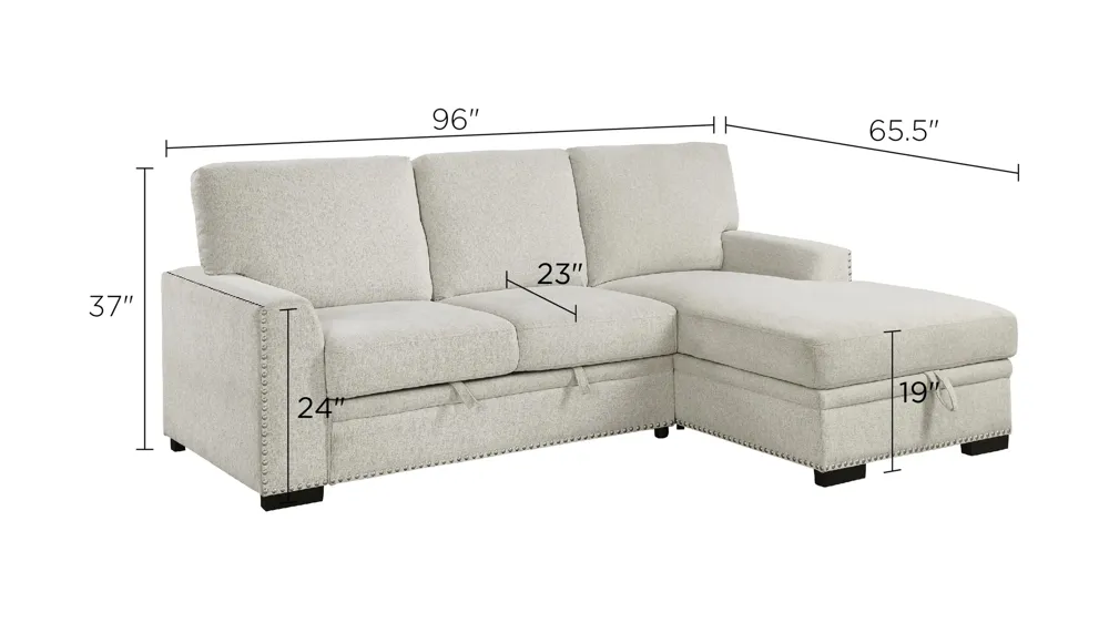 Adelia 2-pc. Right Facing Sectional With Pull-Out Bed Dimensions
