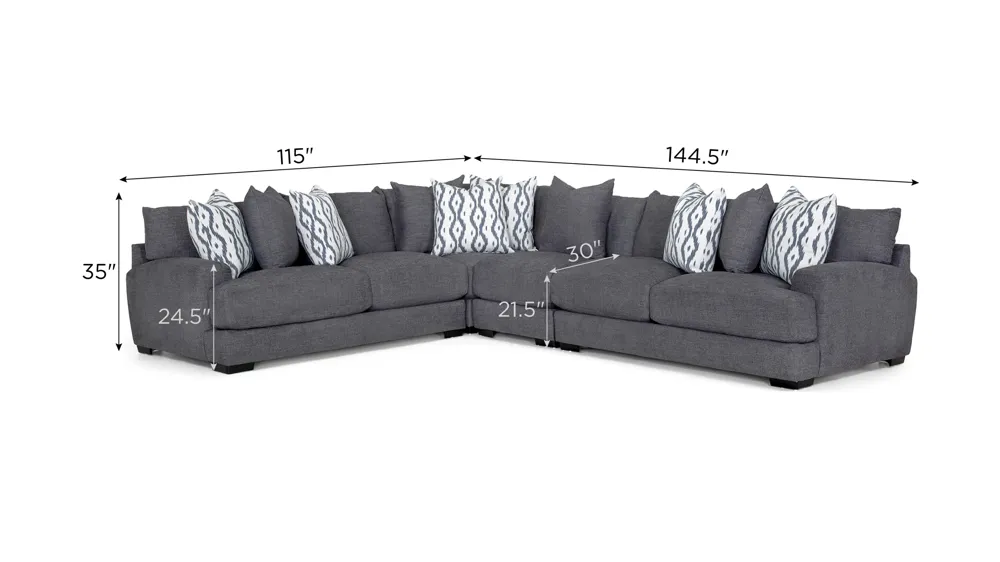 Carter 4-pc. Sectional Dimensions