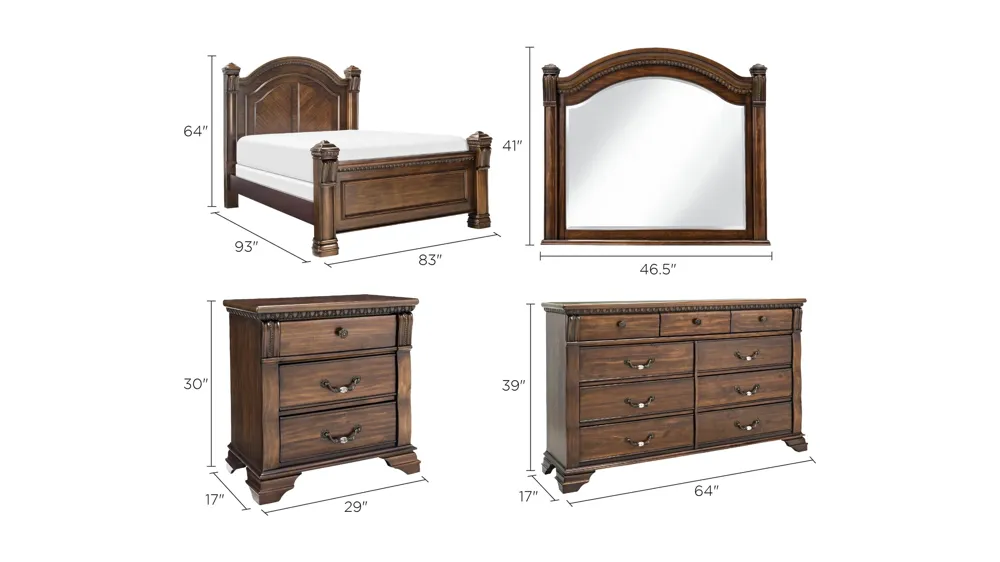 Mariana 4-pc. Bedroom Set Dimensions