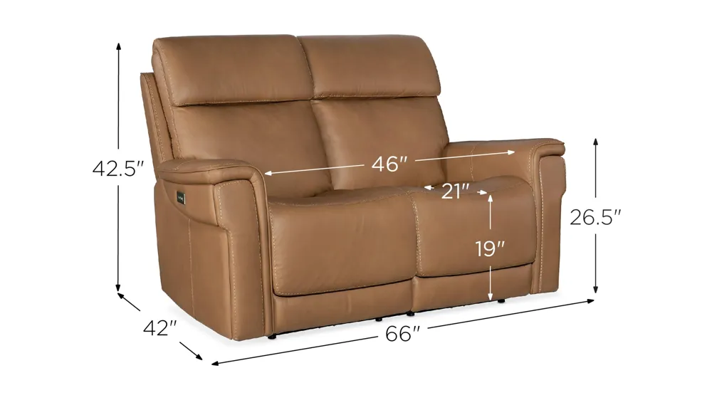 Lyra Zero Gravity Power Loveseat with Power Headrest Dimensions