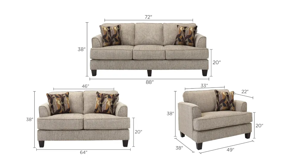 Johnson Living Room Set Dimensions