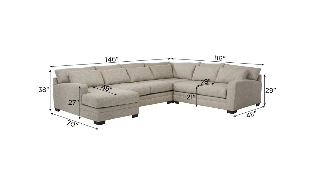 Easton 4-pc. Sectional Dimensions