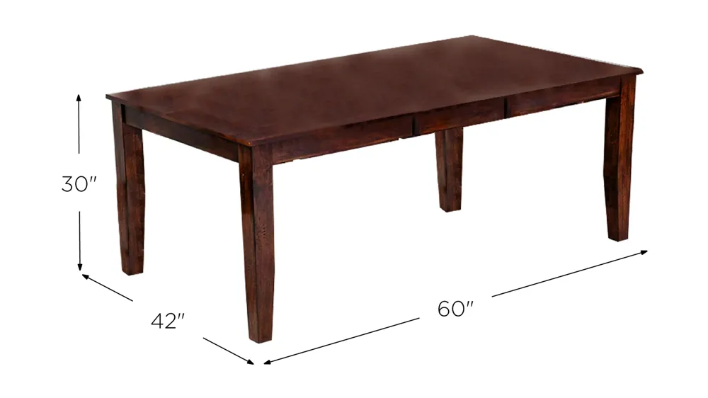 Kona Butterfly Leaf Dining Table Dimensions