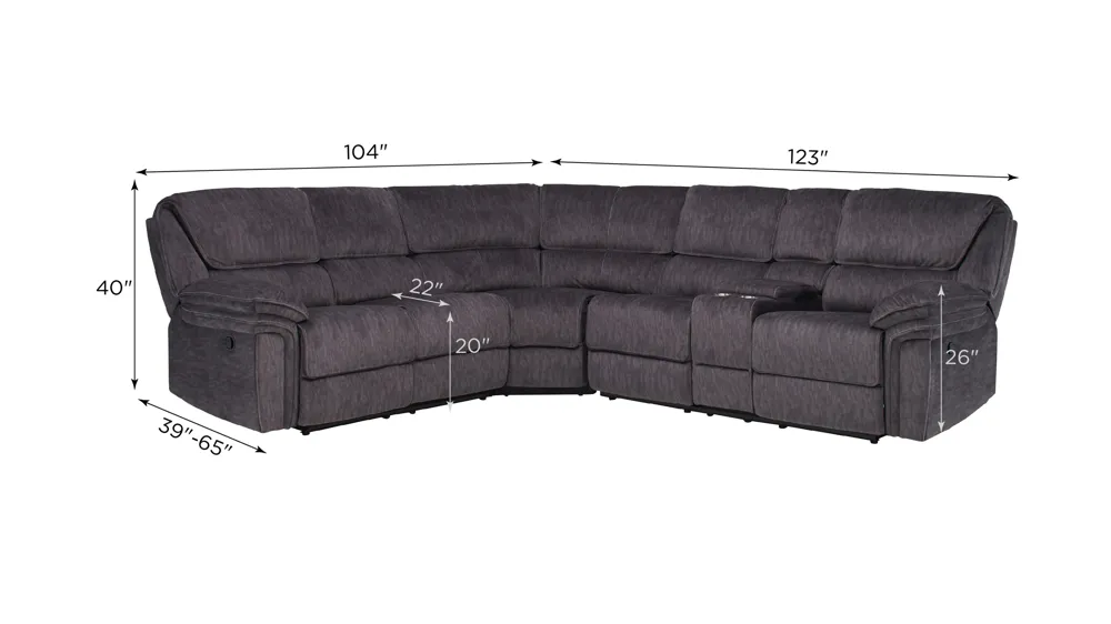 Portman 3-pc. Reclining Sectional Dimensions