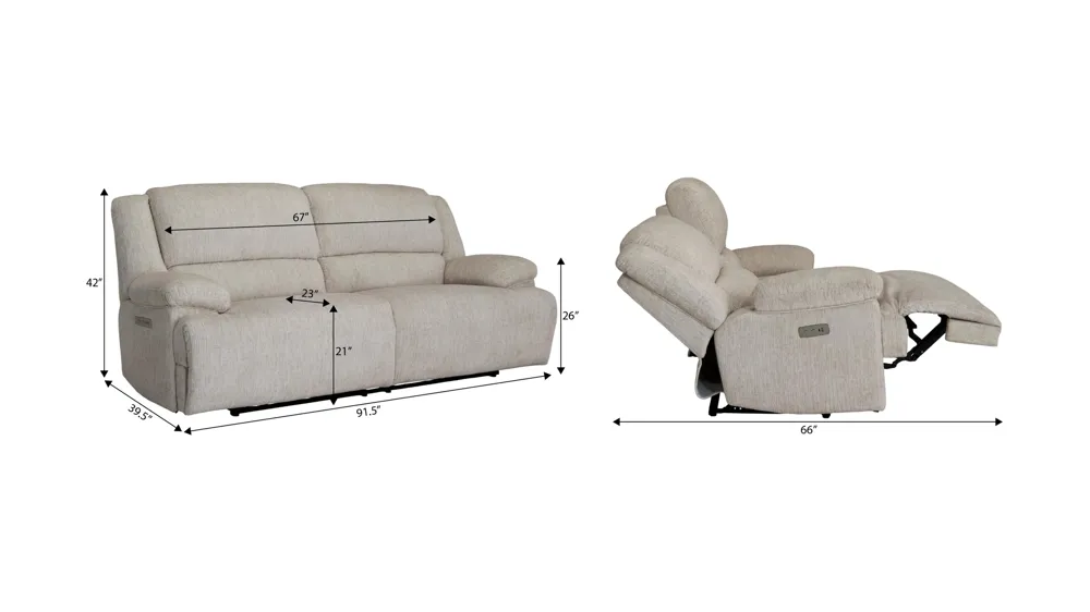 Colburn Power Sofa Dimensions