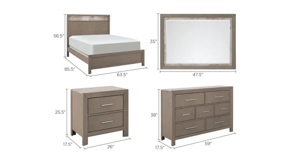 Armory 4-pc. Bedroom Set Dimensions