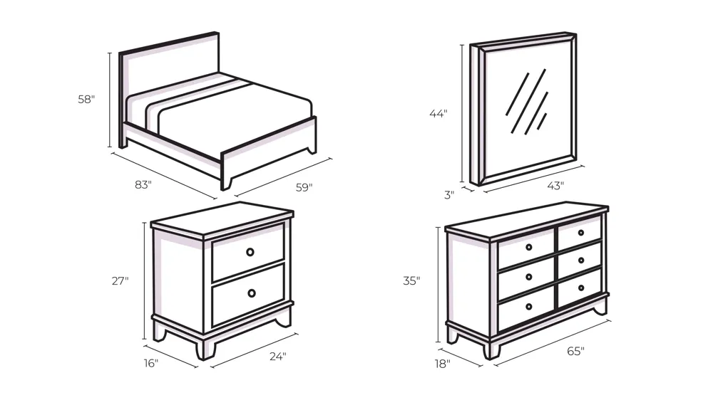 Summit 4-pc. Post Bedroom Set Dimensions